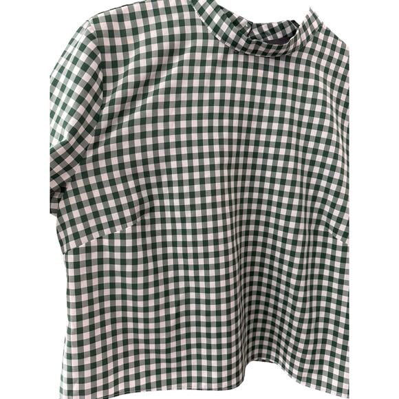 Anthropologie Sunday in Brooklyn 3/4 Sleeve Ruffled Checked Top Green Size Large - Picture 9 of 11